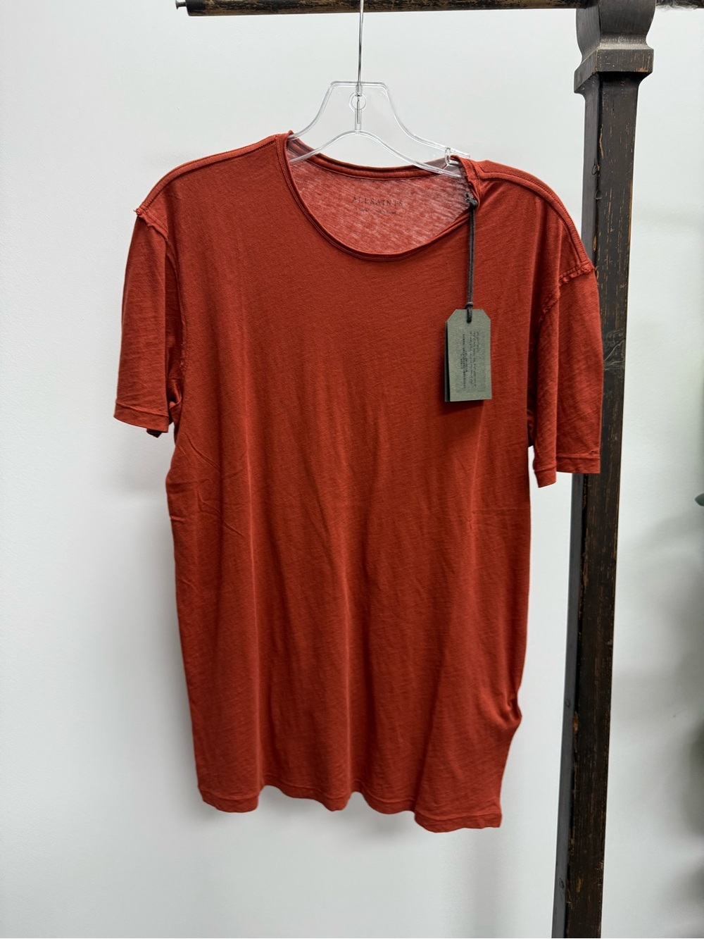 AllSaints Short-Sleeve Crewneck T-Shirt in Rust Red